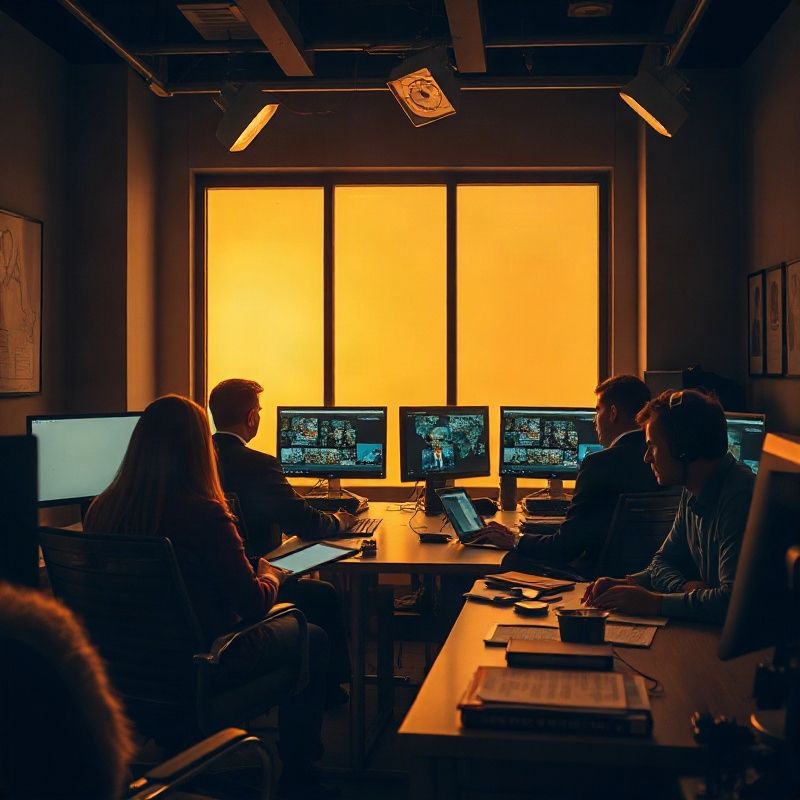 Редакция Batkensys за работой в тёплом свете офиса